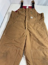 Carhartt Overalls Bib Men 44x30 USA Quilt Lined Double Knee Zip To Waist R38 BRN