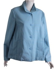 NWT Talbots XL Blue White Stripe Lightweight Woven Stretch Blazer Jacket 14 16