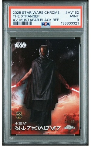 Topps 2025 Star Wars Chrome AV-182 The Stranger Black Refractor /10 PSA 9