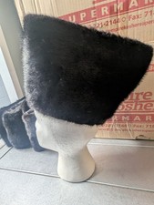 Men's Vintage Real Mink Fur Warm Winter Hat Eastern European Style With Ear Flap