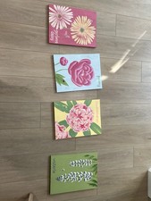Pottery Barn Kids Floral Painted Wood Wall Plaques Set, 12x12 Wisteria Peony