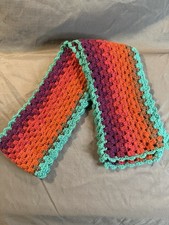 Handmade Crochet Striped Scarf, Yarn, Purple ...