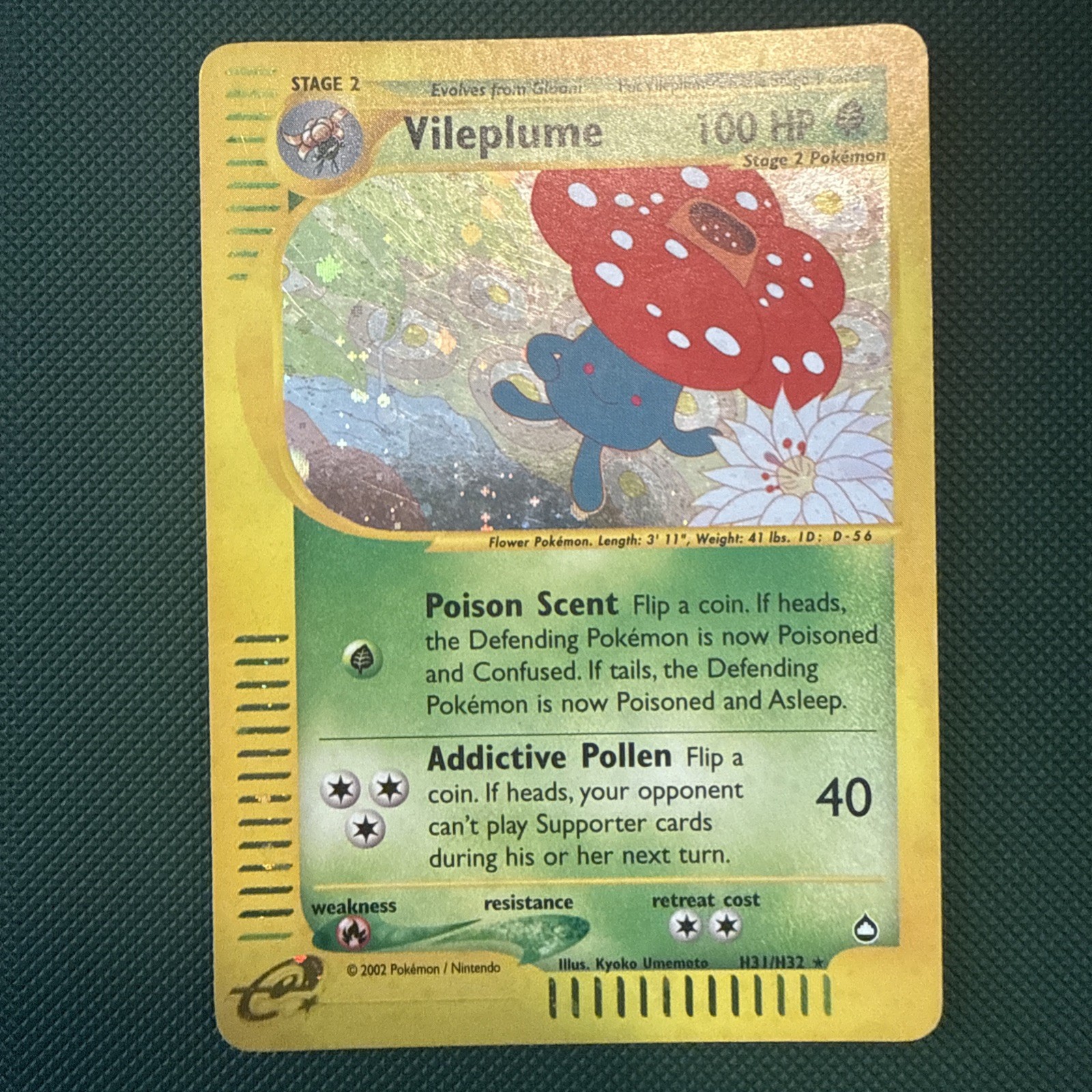 Pokemon TCG Aquapolis H31/H32 Vileplume Holo Rare Played Used