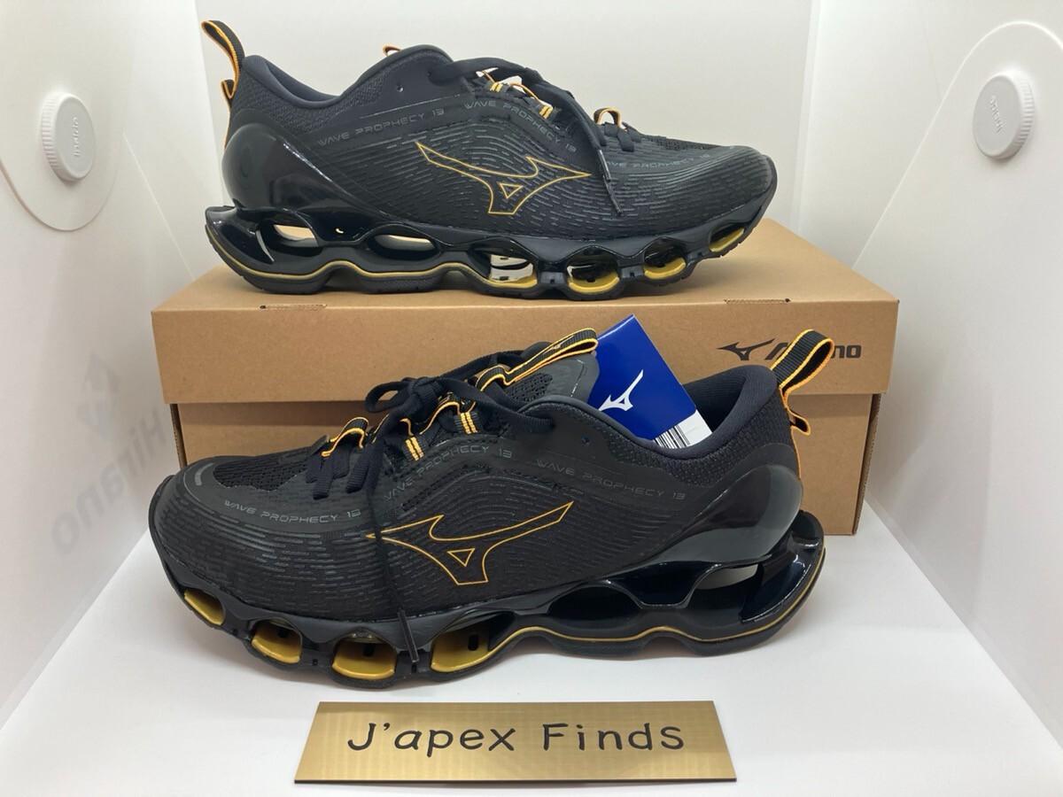 Mizuno Wave ブラック/ゴールド 日本製 スニーカー MIZUNO WAVE PROPHECY 13 Running Shoes Black × Gold