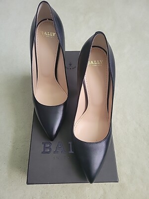 Bally Black Leather Pumps Heels Shoes Made in Italy New Sz
