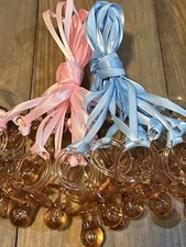 baby shower amber color pacifiers your choice of Blue or Pink ribbon 12pcs