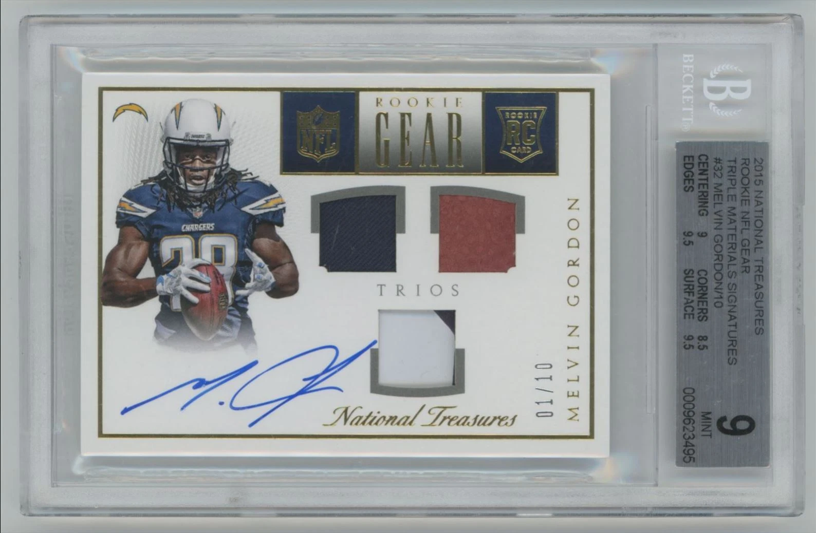 Melvin Gordon Panini National Treasures Rookie NFL Gear Dual Materials Signatures #MG Base