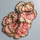 Antique Large Ribbon Work Flower Pair Millinery Silk Rosette Metallic Stamen Lot
