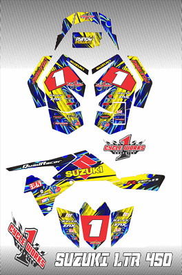 LTR450R LTR 450 SUZUKI QUADRACER SEMI CUSTOM GRAPHICS KIT TOONED1