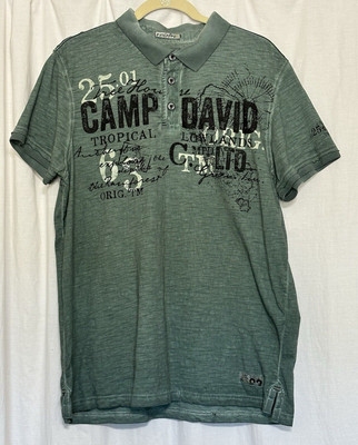 Camp David Polo Shirt Mens Size XL Tropical Lowlands Peru Green