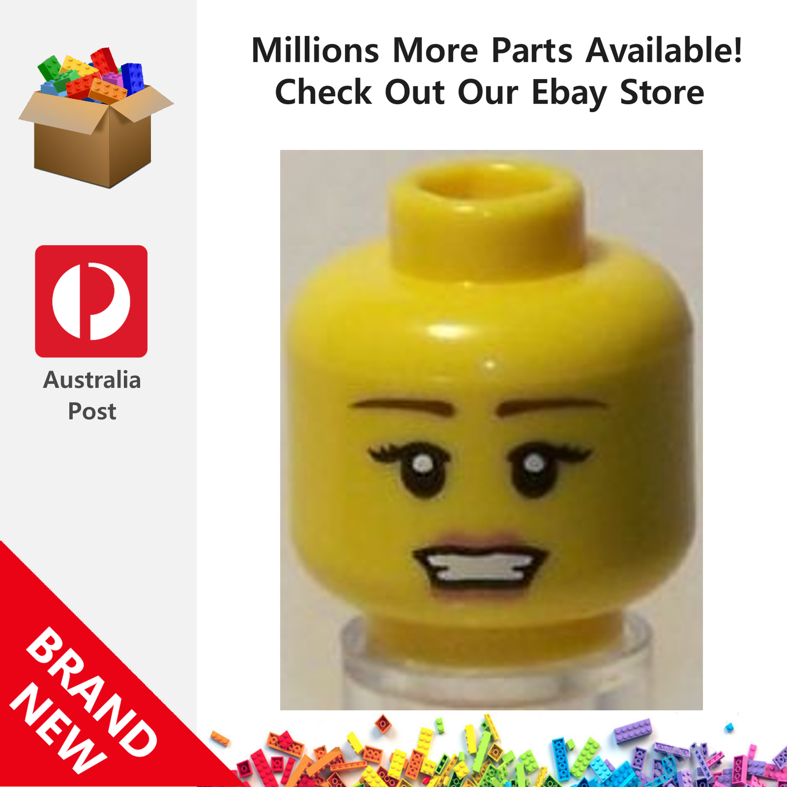 Genuine LEGO™ Yellow Minifigure Head Female Reddish Brown 3626 4565283