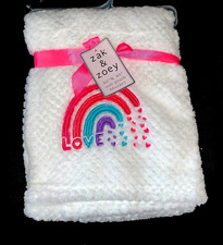 New  Baby Girls White Plush "LOVE" ZAK  ZOEY Blanket sz 30" x 40"