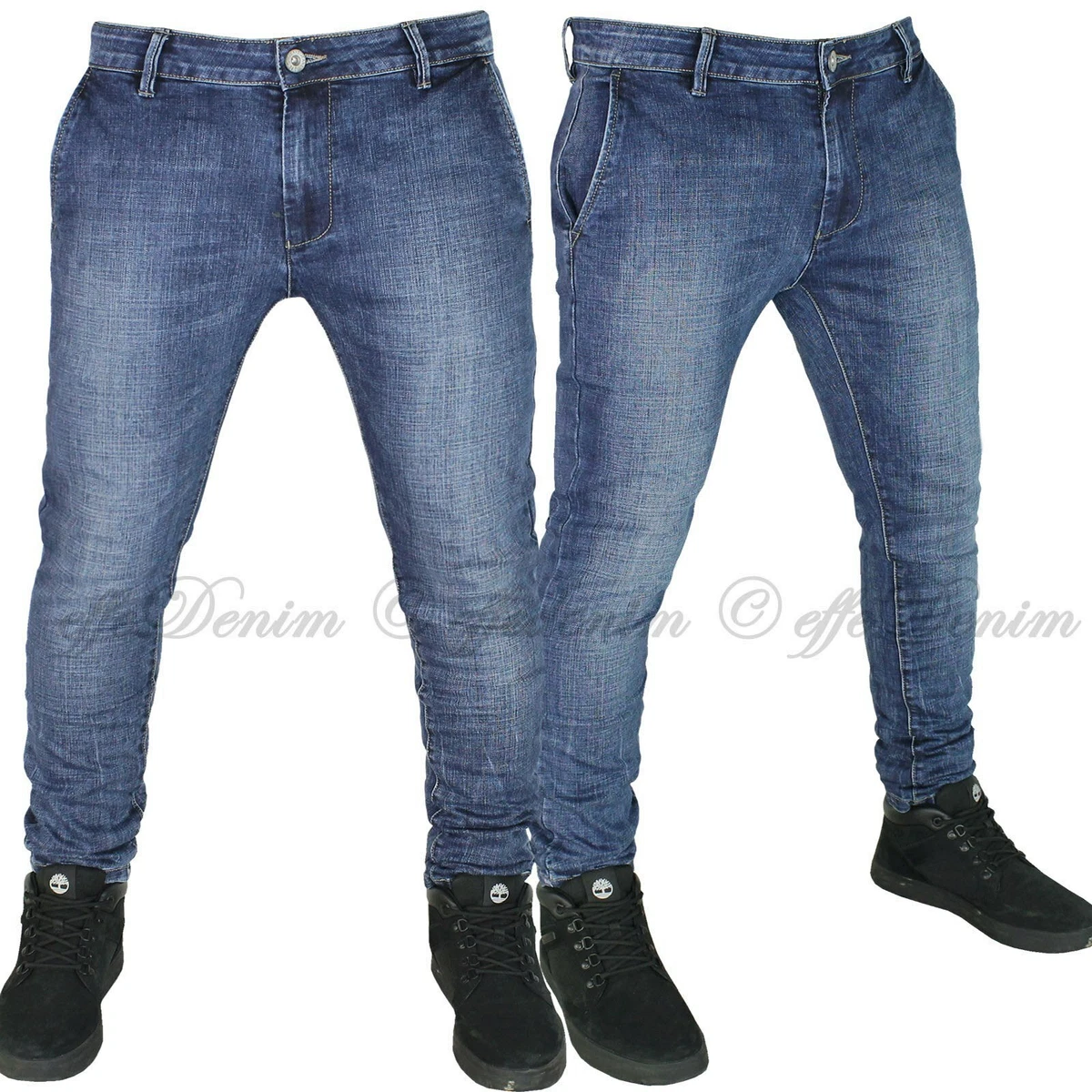 ABSECAI Jeans Uomo Skinny Slim Fit Elasticizzato - Marrone, Taglia 50, 100% Cotone, Cerniera