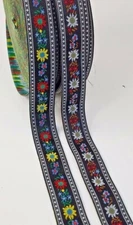 Multi Flower Edelweiss Scandinavian Fabric Jacquard, 7/8 in wide by the yard. 