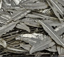 25 pcs Silver Feather Leaf Metal Charms Drop Leaves for Crafts Jewelry Vintage