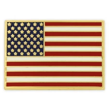 PinMart's Gold Plated Made in USA Rectangle American Flag Enamel Lapel Pin