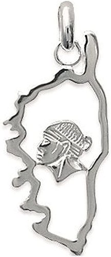 Pendentif en Argent 925/000 - Corse Ajourée avec Tête de Maure