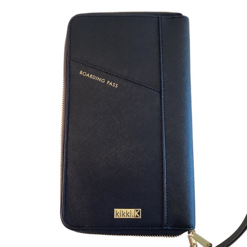 Kikki.K Travel Wallet Passport Boarding, Tickets Black Large Saffiano Leather - Bild 6 von 7