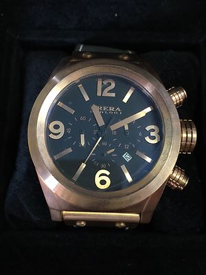 BRERA BRETC4507 ETERNO CHRONO ROSE GOLD IP STRAP 45MM *NEW*