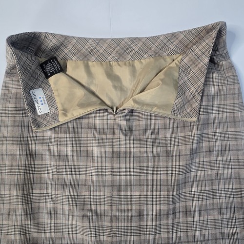 Covington Stretch Women’s Brown Plaid Pencil Skirt Sz 14 Lined Split Hem Career - Picture 5 of 8