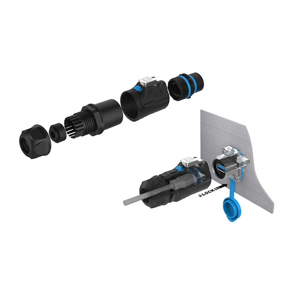 M24 Industry USB3.0 1.5A Waterproof IP67 Soldering USB Data Connector Panel Jack - Image 2 of 4