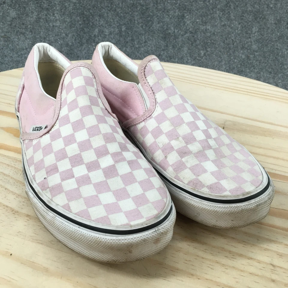 Vans Zapatos Juveniles 6.5 Cuadros Zapatillas Sin Cordones Rosa Lona Comodidad 721356 Foto 3 de 4