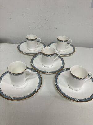 5er Set Marks and Spencers Felsham kleine Espresso Kaffeetassen/Dosen & Untertassen