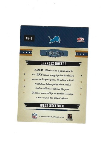 2005 Donruss Gridiron Gear Next Generation Silver Holofoil #3 Charles Rogers - Picture 2 of 2