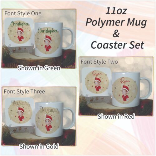 Childrens Elf Christmas Mug, Unbreakable Hot Chocolate Mug Coaster Set for Kids - Picture 7 of 13