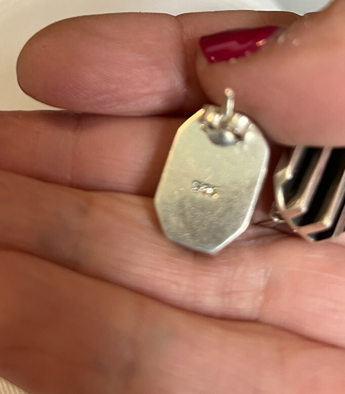 Sterling Silver solid vintage Grated Pierced Earr… - image 5