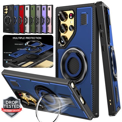 For Samsung Galaxy S24 Ultra S23 S22 Shockproof Magnetic Ring Stand Rugged Case