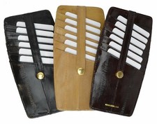 Genuine eel skin double sided credit card holder with snap buttons by Marshal 