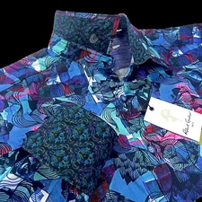 Robert Graham Geometric Colorful Paisley Floral Vibrant Sport Shirt $228 2XL