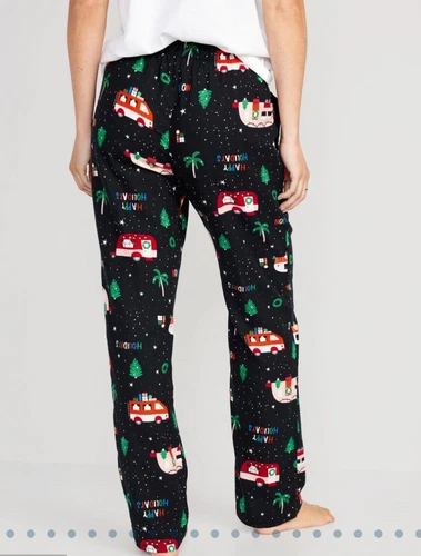 Old Navy Damen-Pyjamahose Größe XL Holiday Happy Camper bedruckt Flanell neu mit Etikett - Bild 2 von 4