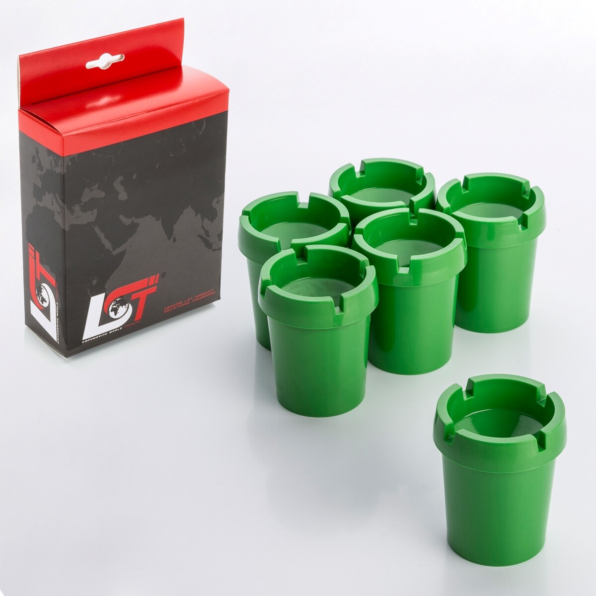 6x Ashtray Storm Smoke-Free Drink Holder Green Plastic