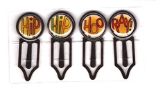 HIP HIP HOORAY  4 Antique Copper Clips HANDMADE scrapbooks crafts books