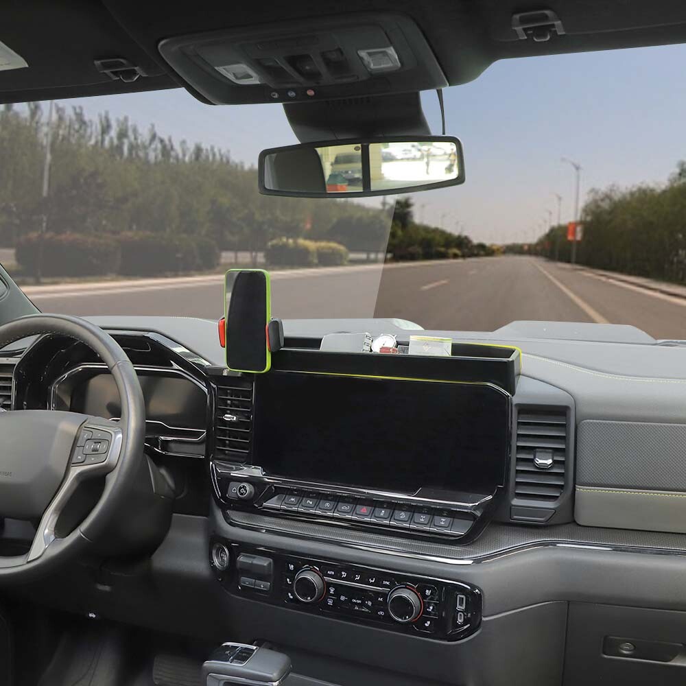 Center Dash Storage Box Tray w/Phone Holder Bracket For Chevy Silverado 2022 23+