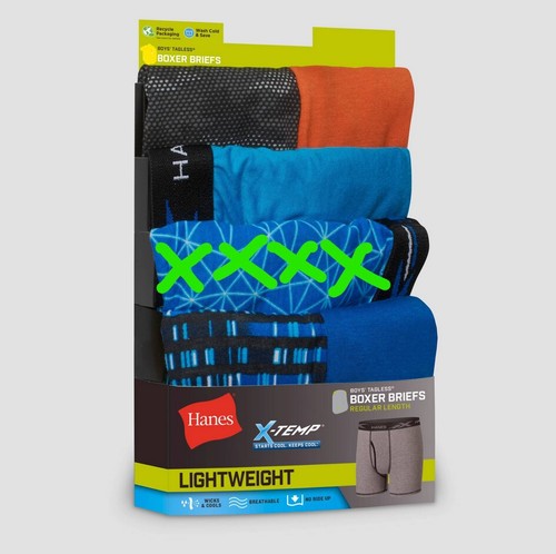 Hanes Premium BOYS X-Temp Boxer Briefs S 6 8 Regular 5 Pack Blue Orange Blak NIP - Picture 2 of 7