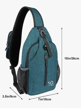 WATERFLY Crossbody Sling Backpack Travel Hiking Lightweight Bag Daypack Teal