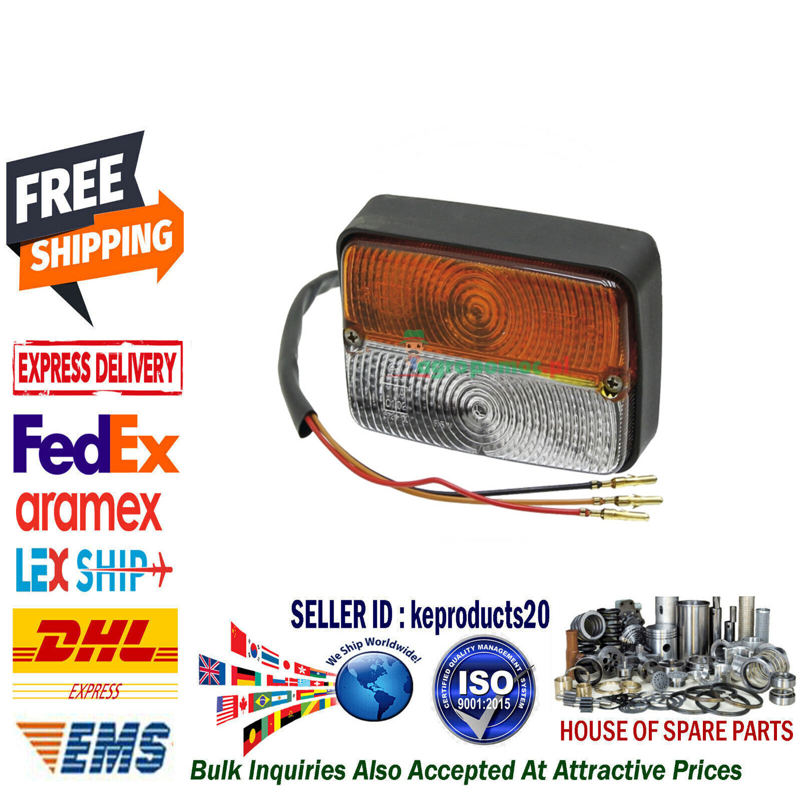 1695628M91 HYDRUALIC FRONT LIGHT RH/LH FITS FOR MASSEY FERGUSON MF 