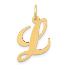 14K Yellow Gold Medium Fancy Script Initial L Charm