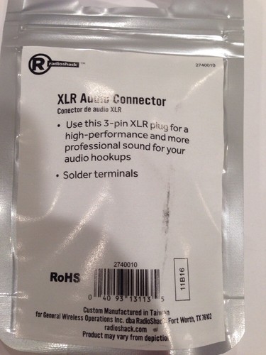 RadioShack XLR Audio Connector, New, 274-0010 - Picture 3 of 3