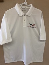 Men's Chevy Corvette Racing XL Polo/Golf shirt with RARE flags racing Logo