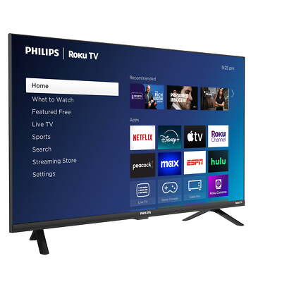 Philips TV 32-Inch Class HD 720P Smart Roku Borderless LED Television Entertain 