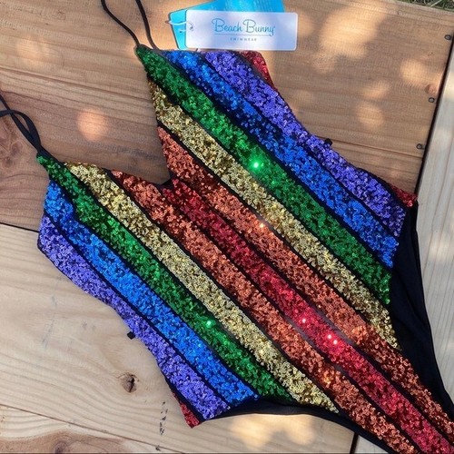 NUOVISSIMO CONIGLIETTO DA SPIAGGIA ARCOBALENO SLOANE PEZZO UNICO MONOKINI PICCOLO - Foto 4 di 5