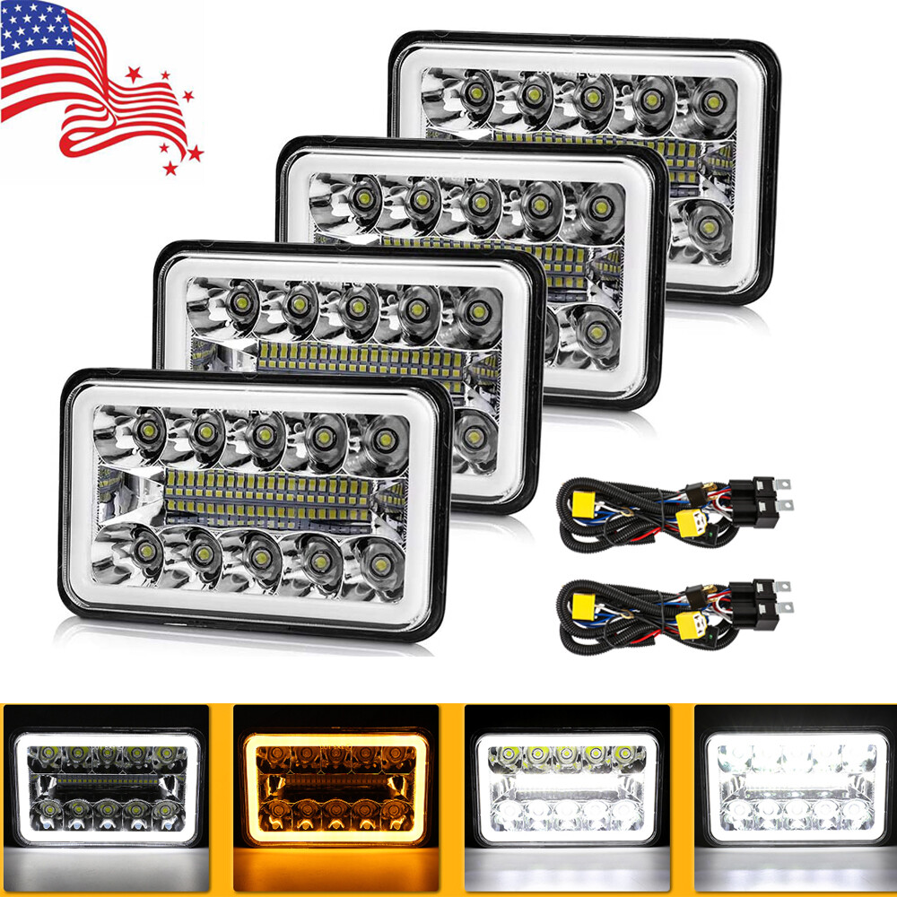 For Freightliner FLD120 FLD112 4x6'' LED Headlight HI/ LO +H4