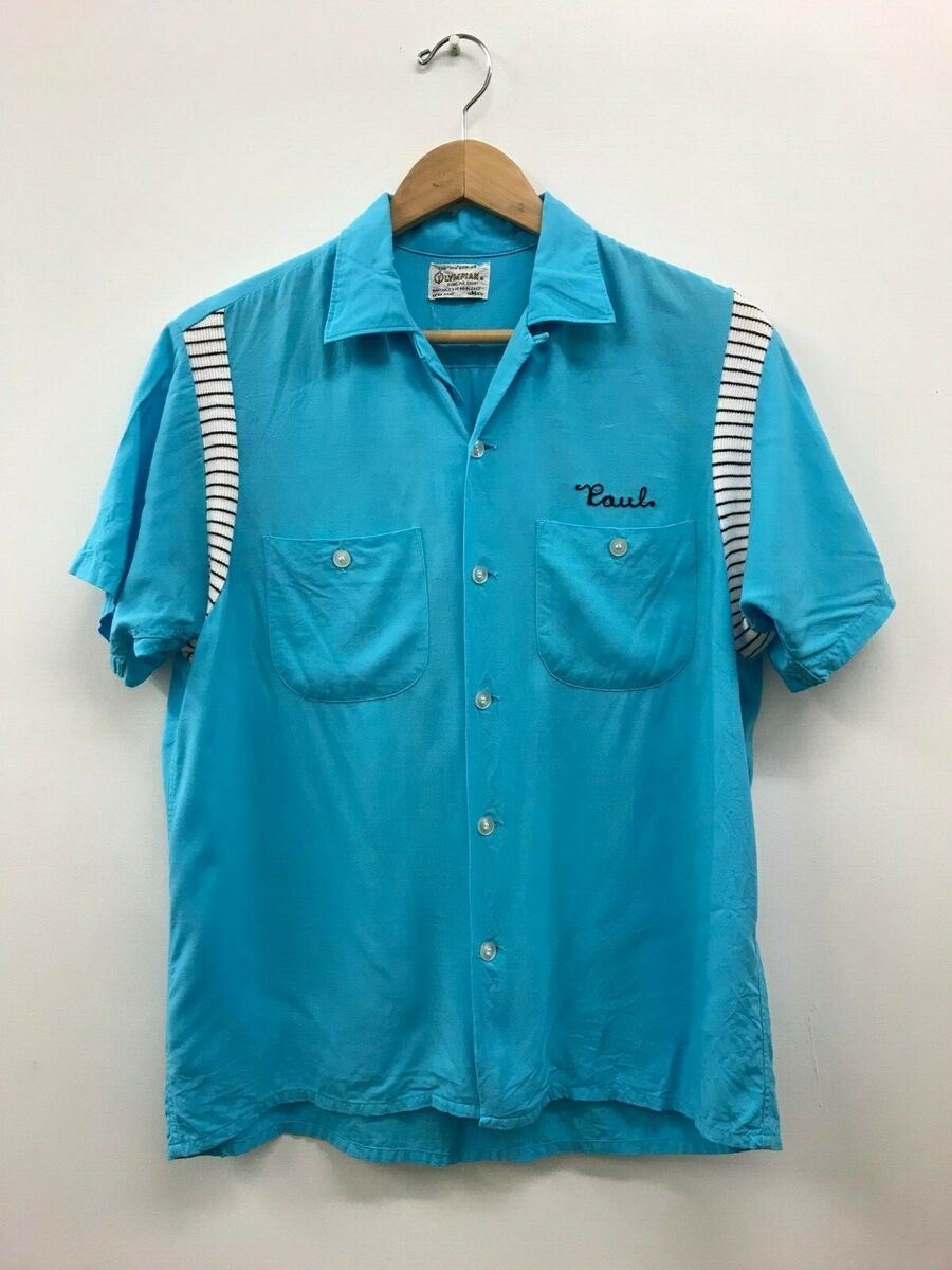 Vintage Bowling Shirt, Rayon, Olympian Vintage Bowling Shirt, Rayon, Olympian