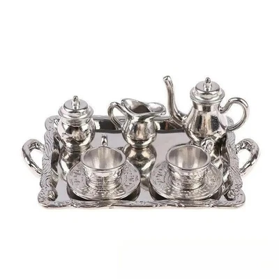 Dollhouse Miniature Tea Set Shiny for Photography Props, Collectors - Image 1 of 4