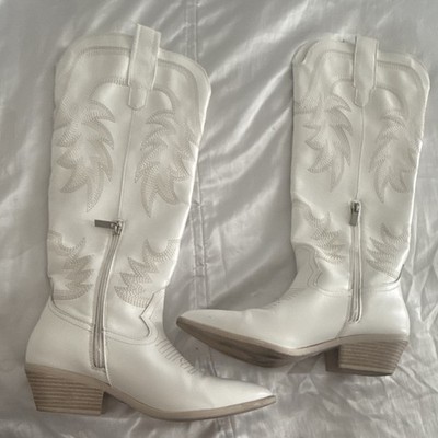 Muse & Co. Women's Tall Leather Cowboy Boots  US Size 8 Cushioned Footbed