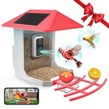2K Smart Bird Feeder with Camera, 2.5L Ai Smart Bird House for Outdoors Red
